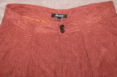 PANTALONES MADEWELL MUJER PANA TIRO ALTO PLISADOS PIERNA ANCHA POLVORIENTOS SECUOYA TALLA 6 Foto 1 de 4