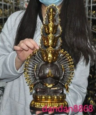 15,8 «Тибет буддизм храм бронза позолота Авалокитешвара 1000 рук статуя Будды - Изображение 1 из 4
