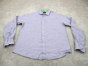 UNTUCKit Shirt Men Medium Purple White Linen Wrinkle Resistant Casual Button Up - Picture 1 of 11