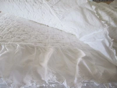 PIUBELLE PIU BELLE Portugal Algodón Encaje Volantes Blanco Matelasse Cobertor - REY Foto 1 de 4