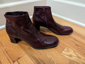 NEW Franco Sarto Round Toe Ankle Boot Brown Leather Womens 7.5 US Side Zip NEW - Picture 1 of 11