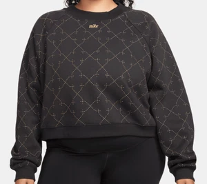 Nike Therma-FIT Women's Loose Fit Fleece Crew Sweatshirt Black Gold Size 1X $110 - Picture 1 of 11