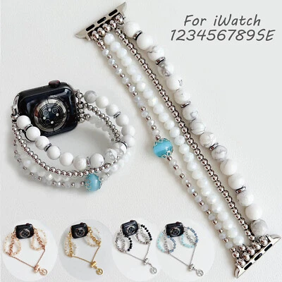 Stretch Chain Beads Bangle for Apple Watch Ultra 49mm 38 42 40 44 41 45mm Strap - Image 1 of 4