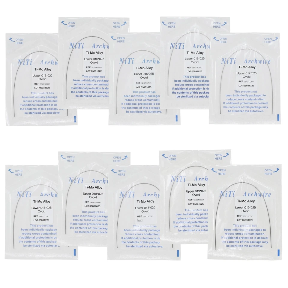 Fio de arco de liga ortodôntica dental Ti-Mo retangular ovoide superior inferior 1622 1725 - Imagem 1 de 4