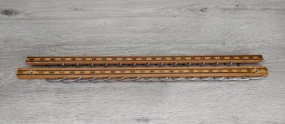 VTG  Art Deco Inlaid Wooden 15 Metal Hook Tie Rack - Wall or Closet Mount - Image 1 of 4