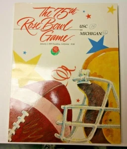1989 ROSE BOWL NCAA FOOTBALL PROGRAM MICHIGAN VS. USC RARE 1/2/89 IN LA - Picture 1 of 4