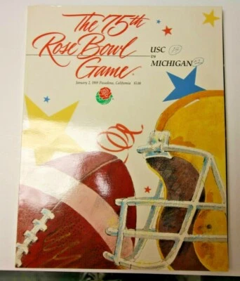 1989 ROSE BOWL NCAA FOOTBALL PROGRAM MICHIGAN VS. USC RARE 1/2/89 IN LA - Image 1 of 4