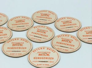 Vintage Set Of 10 Peters Dairy Milk Bottle Cap Oriskany Falls, NY - Picture 1 of 7