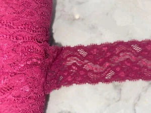 5 yardas diadema de lencería baya magenta encaje costura elástica 2" de ancho - Imagen 1 de 2