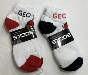 Georgia Bulldogs 3-Pack Ankle Socks, White, Men's 10-13, 6 pairs total, NCAA - Picture 1 of 3