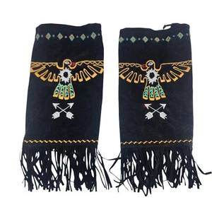 Western Cowgirl Stiefelüberzieher schwarz Farbe Gold Adler Design Perlen mit Fransen - Bild 1 von 6