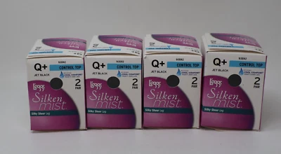 Calcinha L'eggs Silken Mist Control Top Mangueira 8 Pares Sheer Jet Preta Tamanho Q+ Nova - Imagem 1 de 4