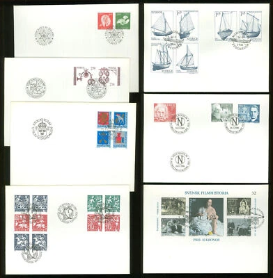 Sweden AA89m 7 FDC 1981 Sailing Boat Cinema Movie Coat of Arms Below face - Image 1 of 3