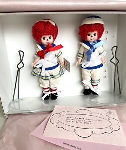 Madame Alexander NEW 8" Dolls Ships Ahoy Raggedy Ann & Andy Set 49970 w. Stands