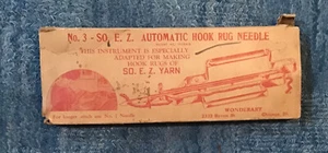 Original Box Vintage No. 3 SO. E.Z AUTOMATIC HOOK RUG NEEDLE BY WONDERART - Picture 1 of 3
