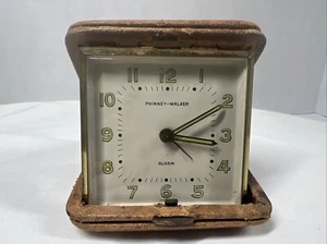 Reloj despertador de viaje de colección años 40-60 Calven E. Parry Alemania cuerda manual no funciona - Imagen 1 de 10