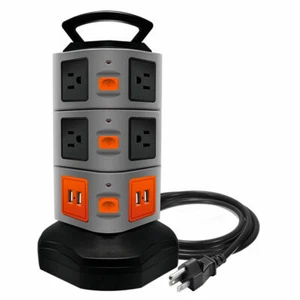 Power Strip 10 Outlets 4 USB Charging Ports Surge Protector 6 Ft Extension Cord - Picture 1 of 8