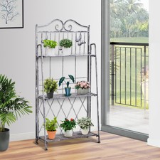 Outsunny 3-Tier Metal Folding Plant Stand Display Rack Bookshelf Unit Outdoor