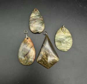 Lotto di grandi ciondoli Red Creek Picasso diaspro rame abalone pietra lacrima - Foto 1 di 9