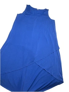 CABLE & GAUGE Blue Jersey Knit Sleeveless Asymmetrical Net Dress 3XL - Picture 1 of 6