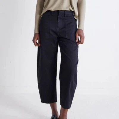 Ruti Slouchy Soft Twill Barrel Leg Pants 8 Black Cotton Stretch Wide Leg - Image 1 of 4