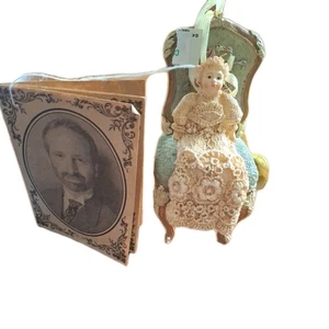 Louis Nicole victorian doll in chair with tag. 4.5"  H X 2" W. Figurine  - Picture 1 of 7
