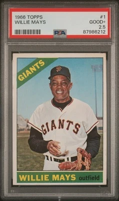 Tarjeta de béisbol vintage 1966 Topps #1 Willie Mays - Giants HOF - PSA 2,5 Foto 1 de 2