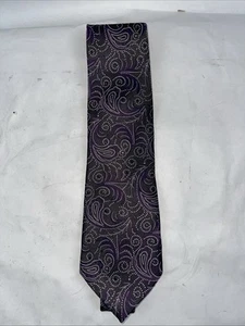 Giorgio Armani Black Purple Floral Silk Men’s Tie. Made In Italy. Hand Made - Picture 1 of 5