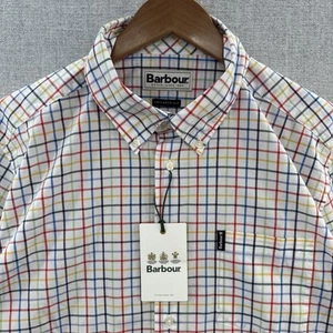 NEW Barbour Tattersall Shirt Medium Tailor Rainbow Plaid Long Sleeve Button Down - Picture 1 of 17