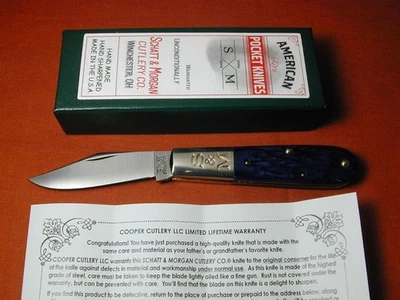 SCHATT & MORGAN JIGGED BLURPLE BARLOW KNIFE COOPER CUTLERY NIB USA RARE C69B - Image 1 of 4