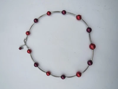 Halskette Perlenkette rot-lila Damen - Bild 1 von 3