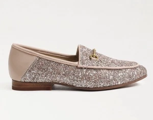 New Sam Edelman Loraine Loafers Pink Latte Glitz Girls Size 3 Gorgeous - Picture 1 of 15