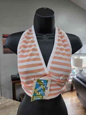Nuevo de Colección Años 70 Halter Top Doble Tejido Sin Stock Talla Única Naranja/Blanco  Foto 1 de 4
