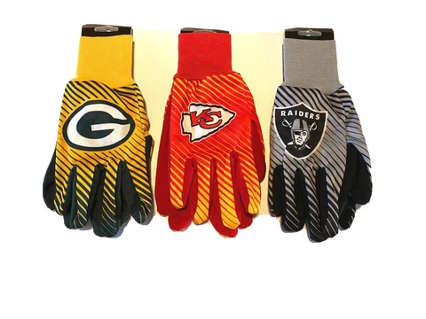 NFL Sport Utility Work Gloves Two Tone Sublimated Team Logo Stripe Cover