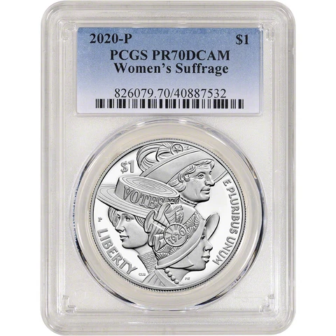 2020 P US Women's Suffrage Commemorative Proof Silver Dollar - PCGS PR70 DCAM Cover