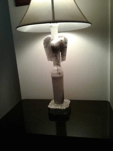 Carved Alabaster Marble Eagle Lamps Sculptures - Picture 1 of 5