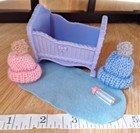 Doll House BLUE CRADLE crib baby nursery toy figure access miniature furniture