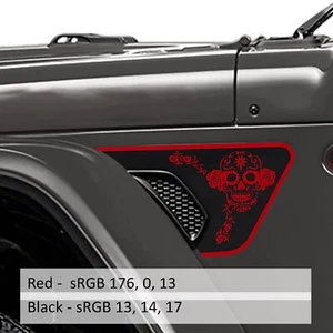 Sugar Skull 2-Layer Fender Fender Vent Decals for 18+ Jeep Wrangler JL JLU JT - Picture 1 of 10