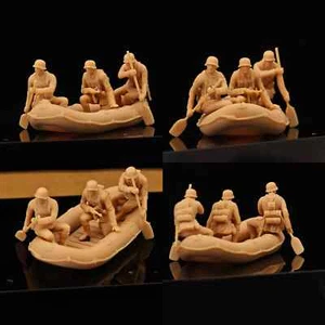 1/72 1/48 WWII German Army River Crossing 3 Men + 1 Boat Miniature Soldier Model - Picture 1 of 5