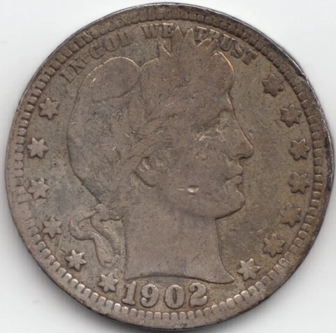 1902 O Barber Quarter, VG, issues Cover