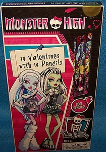 Valentines Day Cards (Box of 14) Monster High with Pencils - Picture 1 of 2