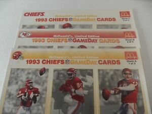 W-53 1993 McDonald's GameDay NFL football card 3/sheet set CHIEFS