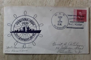USS HAMMANN NAVAL COVER SHAKE DOWN NOV 2, 1939 -SUNK WWII 1942 - Picture 1 of 2