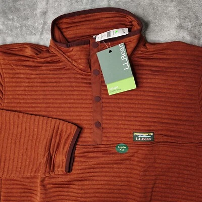 LL Bean Airlight Knit Pullover Mens 2XL Gingerbread Orange Quilted Snap 506874 - Image 1 of 4