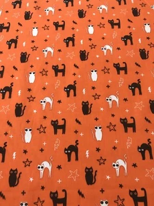 1/2 Metre Halloween Cats 80% Poly 20% Cotton Fabric - Picture 1 of 3