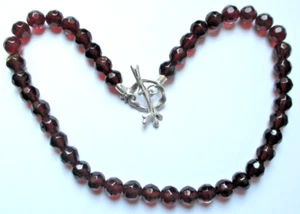 Collier de perles en cristal grenat à facettes A&C magnifique bijou vintage 5809 - Bild 1 von 3