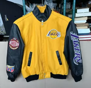 Vintage Jeff Hamilton Los Angeles Lakers Leather Jacket NBA Finals 2001 Size 2XL - Picture 1 of 19