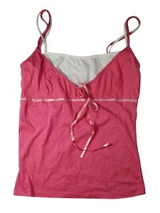 NWT Pink White Cotton Tank Top Womens Large - Picture 1 of 2
