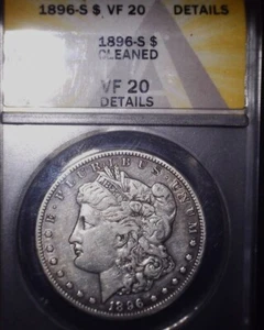 1896 S Morgan Silver Dollar,  VF 20 ANACS, Tough Date, Low Mintage, Cleaned - Picture 1 of 2