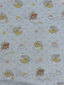Vintage 1985 Baby Morgan Sleepy Teddy Bear Fitted Crib Sheet Clouds Moon Stars - Picture 1 of 2